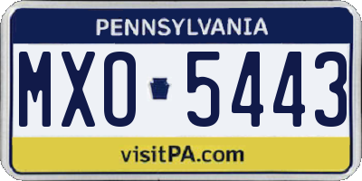 PA license plate MXO5443