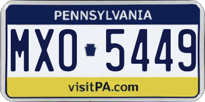 PA license plate MXO5449