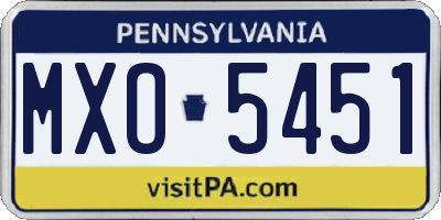 PA license plate MXO5451