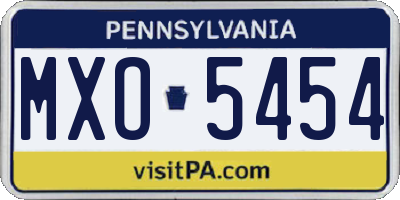 PA license plate MXO5454