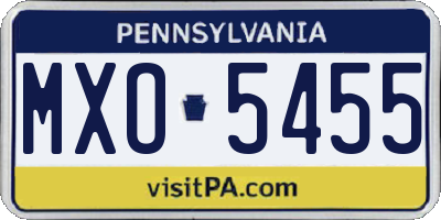 PA license plate MXO5455