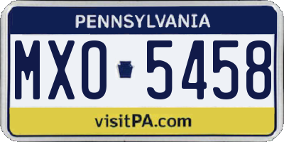 PA license plate MXO5458