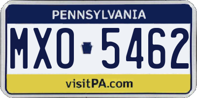 PA license plate MXO5462