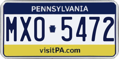 PA license plate MXO5472