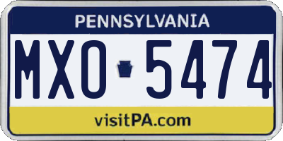 PA license plate MXO5474