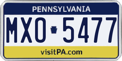 PA license plate MXO5477