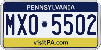 PA license plate MXO5502
