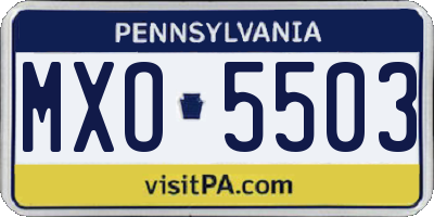 PA license plate MXO5503