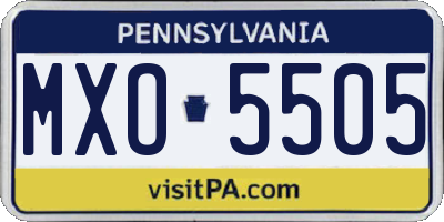 PA license plate MXO5505