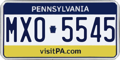 PA license plate MXO5545