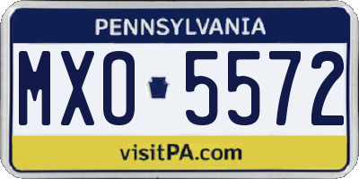 PA license plate MXO5572
