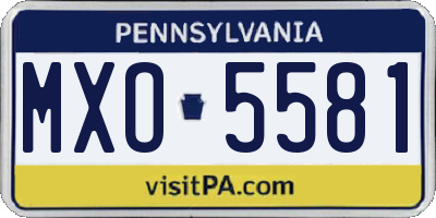 PA license plate MXO5581