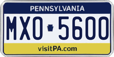 PA license plate MXO5600