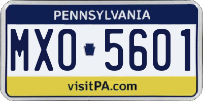PA license plate MXO5601
