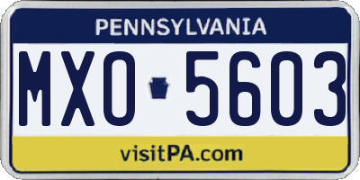PA license plate MXO5603