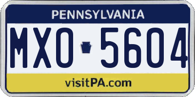 PA license plate MXO5604