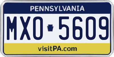 PA license plate MXO5609