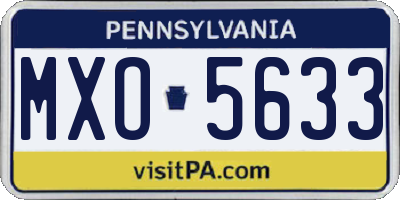 PA license plate MXO5633