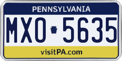 PA license plate MXO5635