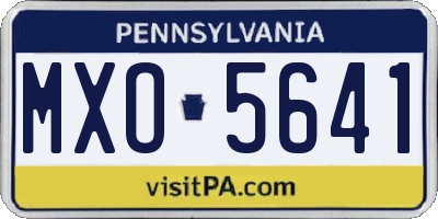 PA license plate MXO5641