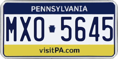 PA license plate MXO5645