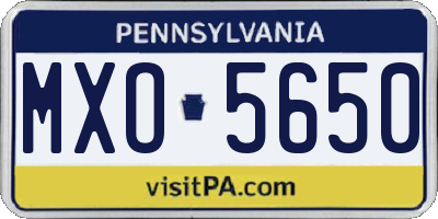 PA license plate MXO5650
