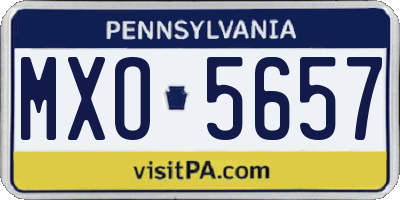 PA license plate MXO5657