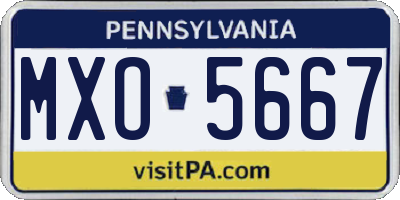 PA license plate MXO5667