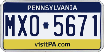 PA license plate MXO5671