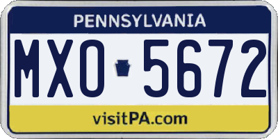 PA license plate MXO5672