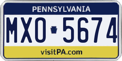 PA license plate MXO5674
