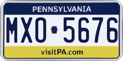 PA license plate MXO5676