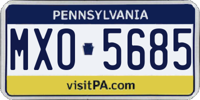 PA license plate MXO5685