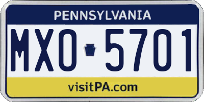 PA license plate MXO5701