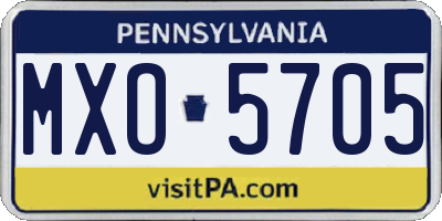 PA license plate MXO5705