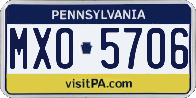 PA license plate MXO5706