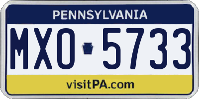 PA license plate MXO5733