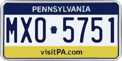 PA license plate MXO5751