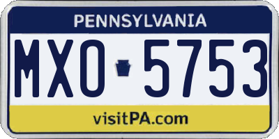 PA license plate MXO5753