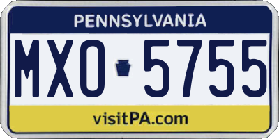 PA license plate MXO5755