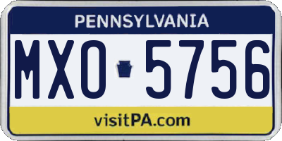 PA license plate MXO5756