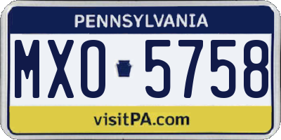 PA license plate MXO5758