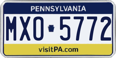 PA license plate MXO5772