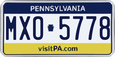 PA license plate MXO5778