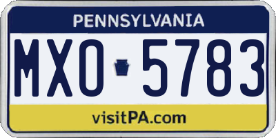 PA license plate MXO5783