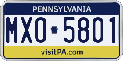 PA license plate MXO5801