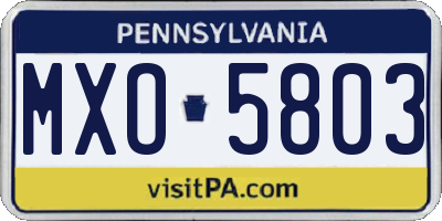 PA license plate MXO5803