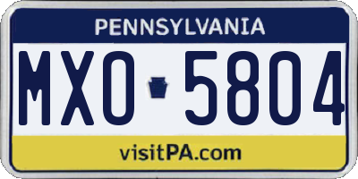 PA license plate MXO5804