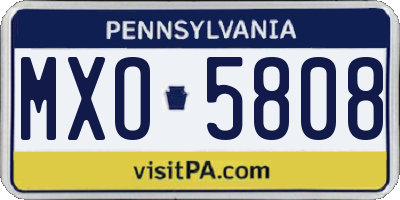 PA license plate MXO5808