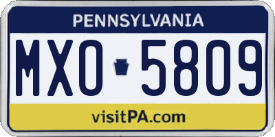 PA license plate MXO5809